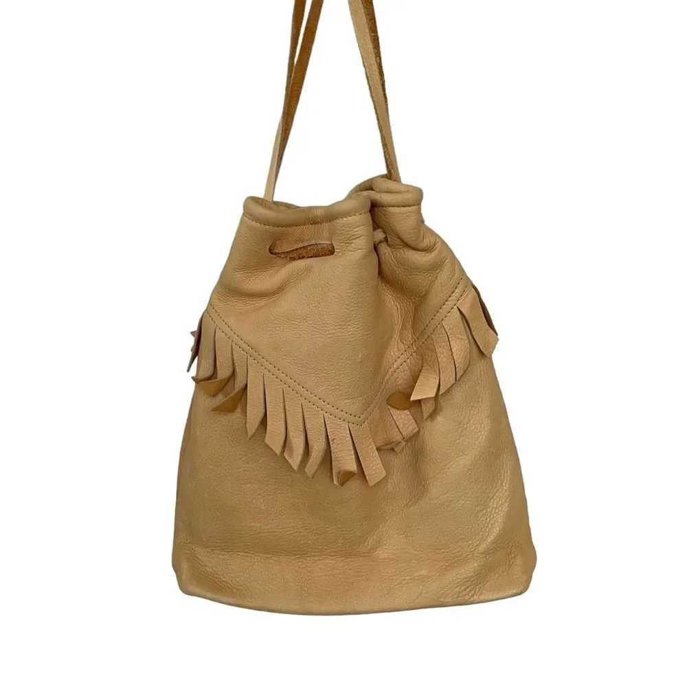 Handmade Leather Boho Hand Held Wristlet Bag